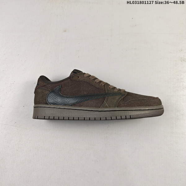 TRAVIS SCOTT X FRAGMENT X AIR JORDAN AJ1 LOW OG SP COLLABORATION FEATURES A THREE-WAY DESIGN WITH A DISTINCTIVE "HOOK-AND-LOOP" LOW-TOP CONSTRUCTION, CRAFTED FROM HIGHEST-QUALITY CARDBOARD AVAILABLE ON MARKET – RESULTING IN AN EXCEPTIONALLY STYLISH