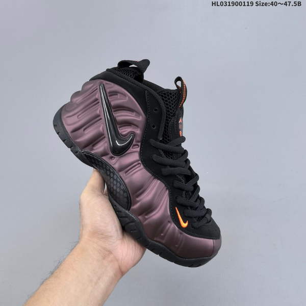 NIKE AIR FOAMPOSITE ONE: RETRO BASKETBALL SHOE WITH A MIDSOLE FEATURING PURE FOAM AND TRANSPARENT RUBBER FOR EXCELLENT ANTI-SLIP PERFORMANCE; CONSTRUCTED FROM CARDBOARD MATERIAL WITH A STREAMLINED DESIGN; COMES IN FACTORY-GRADE HIGH-STRENGTH VERSION.