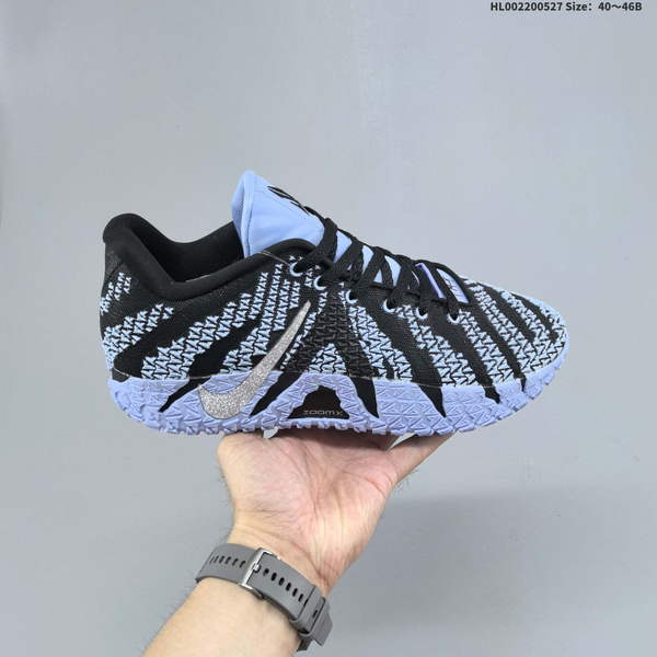 NIKE JA 3 MORANT III LOW-TOP BASKETBALL SHOES FEATURE A BLACK-AND-BLUE COLOR SCHEME WITH A COMFORTABLE, VERSATILE DESIGN THAT OFFERS EXCELLENT SLIP RESISTANCE AND DURABILITY. ENTIRE SHOE IS CRAFTED IN WHITE AND COCONUT MILK TONES.