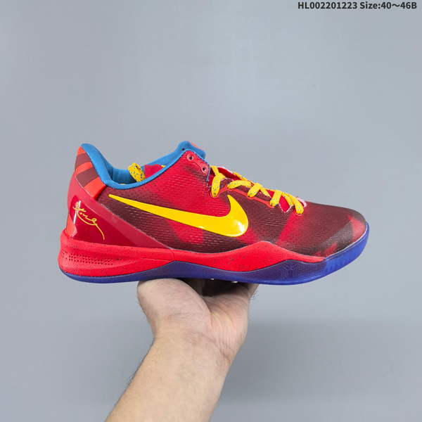 NIKE KOBE 8 PROTRO – YEAR OF HORSE EDITION: LOW-TOP DESIGN, LIMITED-EDITION RELEASE; AVAILABLE IN RED AND YELLOW COLORS. FEATURES COMFORT, VERSATILITY, ANTI-SLIP PROPERTIES, AND DURABILITY FOR BASKETBALL PLAY.