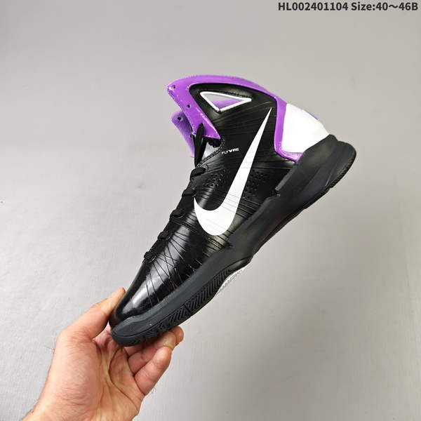 NIKE HYPERDUNK 2010 – NIKE GRIFFIN HD2010 HIGH-TOP BASKETBALL SHOE, AVAILABLE IN BLACK, WHITE, AND PURPLE COLORS. FEATURES A ROUND TOE DESIGN WITH LACES FOR ENHANCED GRIP, DURABILITY, BREATHABILITY, AND OVERALL COMFORT.