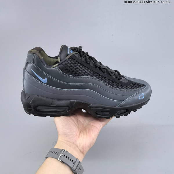 CORTEIZ X NIKE AIR MAX 95 LES BLEUS IS A LOW-TOP COLLABORATION EDITION IN BLACK AND BLUE, FEATURING DURABLE CONSTRUCTION, BREATHABILITY, AND A STYLISH, VERSATILE DESIGN PERFECT FOR EVERYDAY WEAR. IT INCORPORATES ADVANCED CUSHIONING TECHNOLOGY FOR OPT