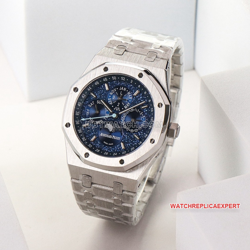 Audemars PiguetRoyal Oak1:1super cloneblue dial perpetual calendar 26574STfront live photo