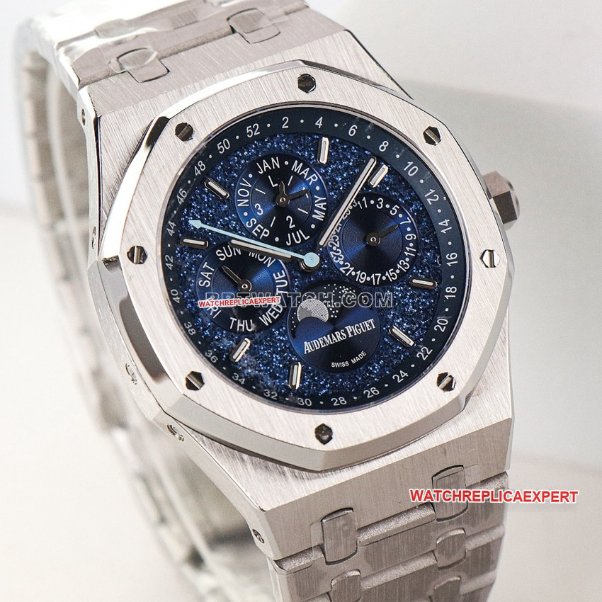 Audemars PiguetRoyal Oak1:1super cloneblue dial perpetual calendar 26574STfront live photo