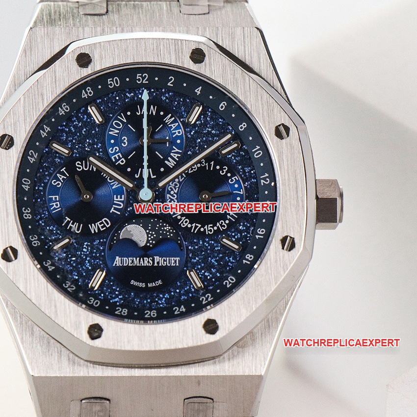Audemars PiguetRoyal Oak1:1super cloneblue dial perpetual calendar 26574STfront live photo