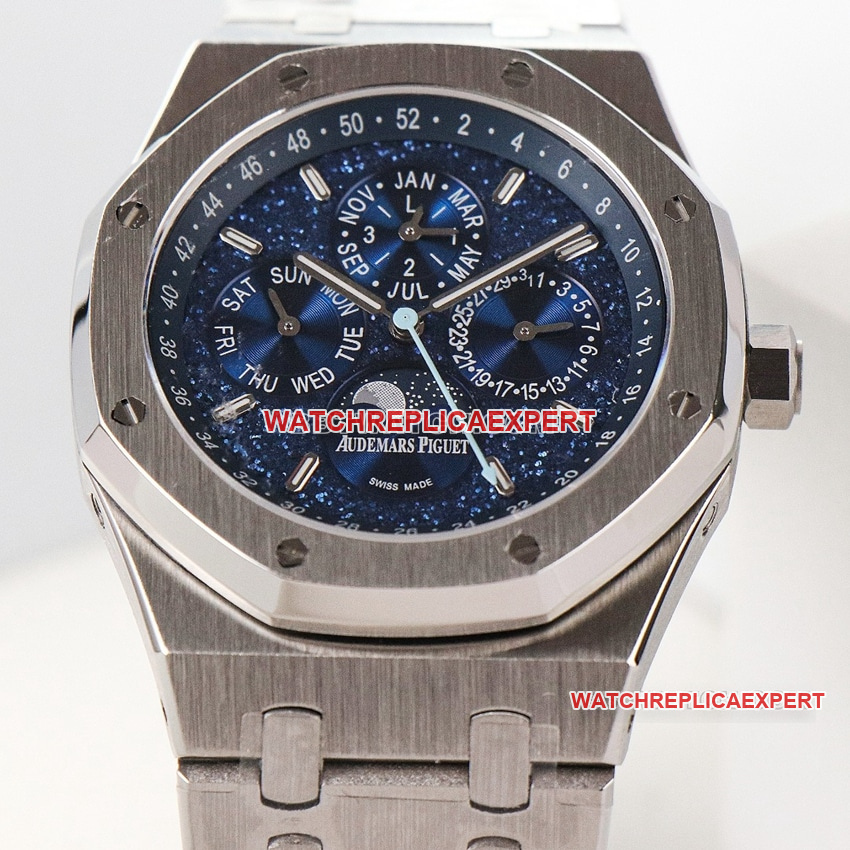 Audemars PiguetRoyal Oak1:1super cloneblue dial perpetual calendar 26574STfront live photo