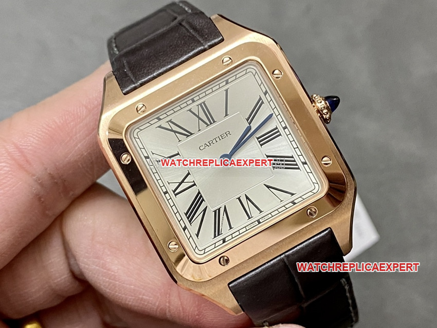F1 factory Cartier Santos gray plate rose gold large size WGSA0032 front live photo