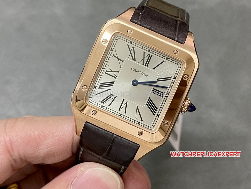 F1 factory Cartier Santos gray plate rose gold large size WGSA0032 front live photo