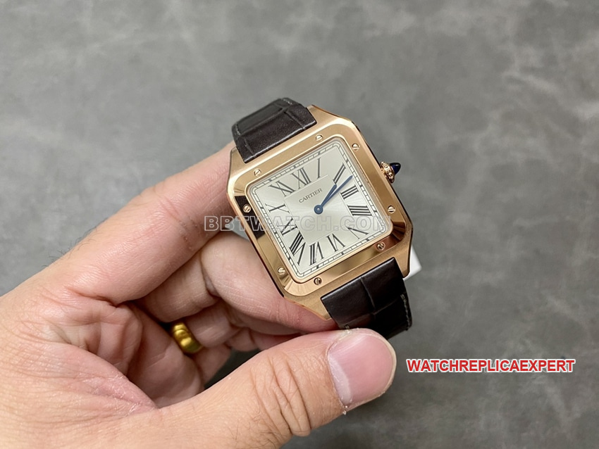 F1 factory Cartier Santos gray plate rose gold large size WGSA0032 front live photo