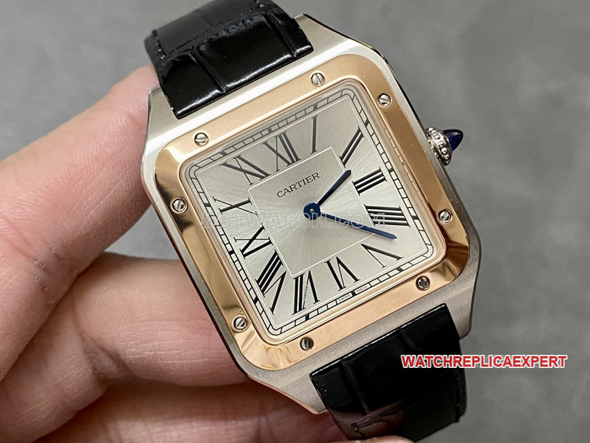 F1 factory Cartier Santos top-tier silver dialrose gold circle large size W2SA0017 front live photo