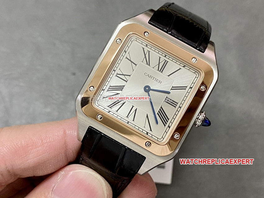 F1 factory Cartier Santos top-tier silver dialrose gold circle large size W2SA0017 front live photo