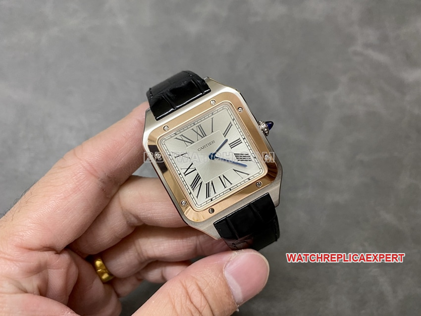 F1 factory Cartier Santos top-tier silver dialrose gold circle large size W2SA0017 front live photo