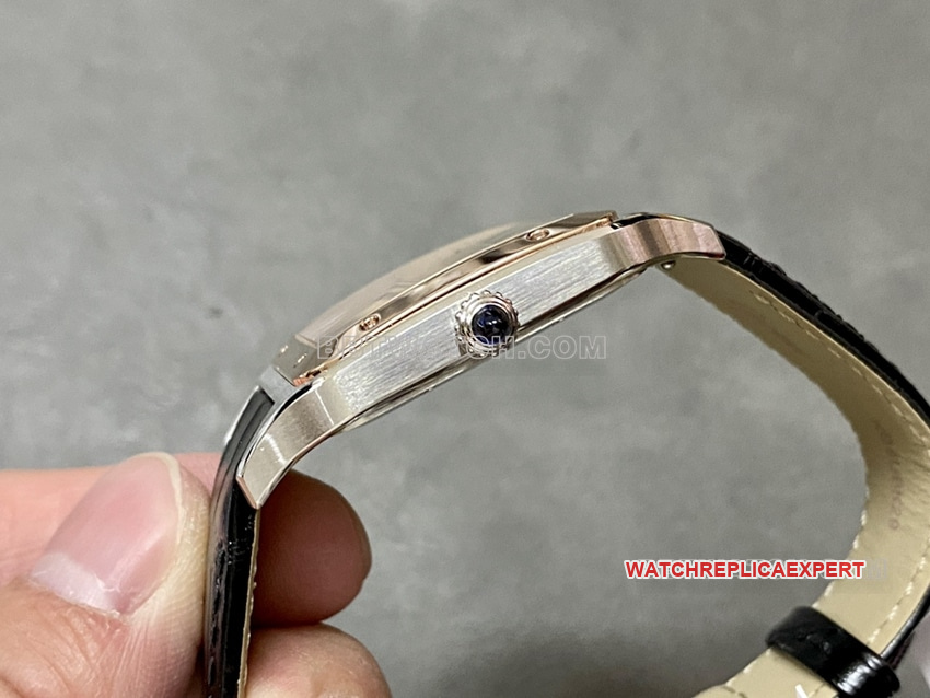 F1 factory Cartier Santos 1:1top-tier replicasilver dialrose gold ring large size W2SA0017side live photo