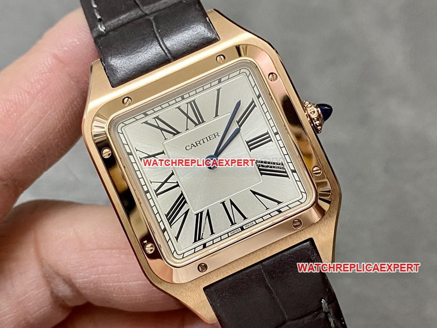 F1 factory Cartier Santos top-tier 1:1high-quality replicasilver dialrose gold medium size WGSA0021front live photo