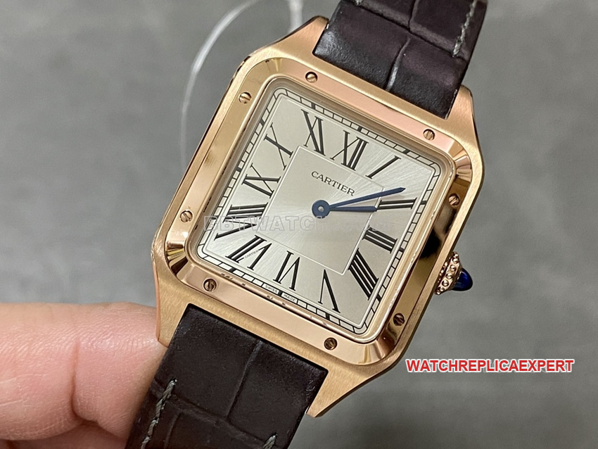 F1 factory Cartier Santos top-tier 1:1high-quality replicasilver dialrose gold medium size WGSA0021front live photo