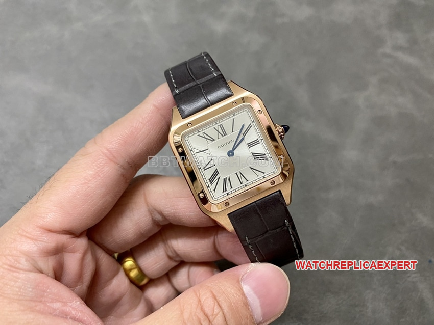 F1 factory Cartier Santos top-tier 1:1high-quality replicasilver dialrose gold medium size WGSA0021front live photo