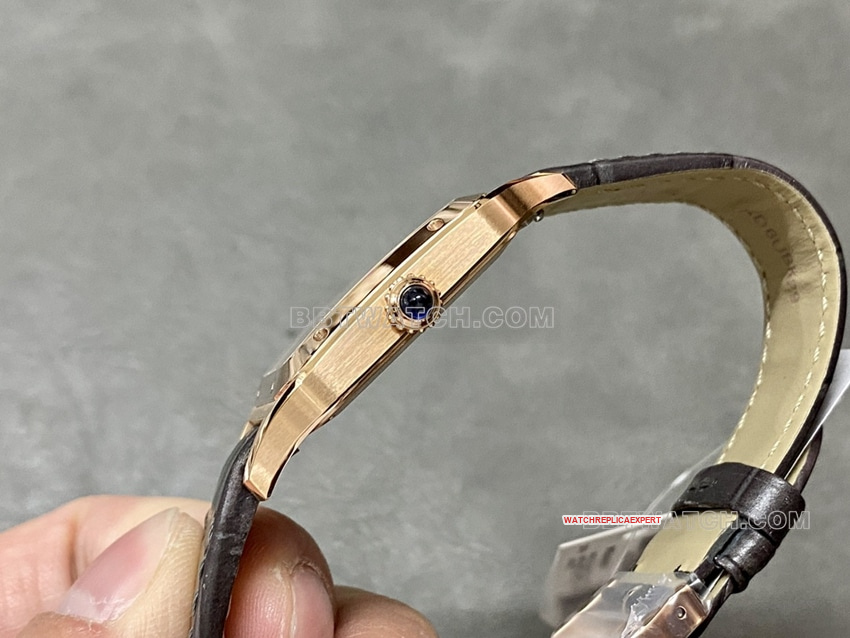 F1 factory Cartier Santos top-tier 1:1high-quality replicasilver dialrose gold medium size WGSA0021side live photo