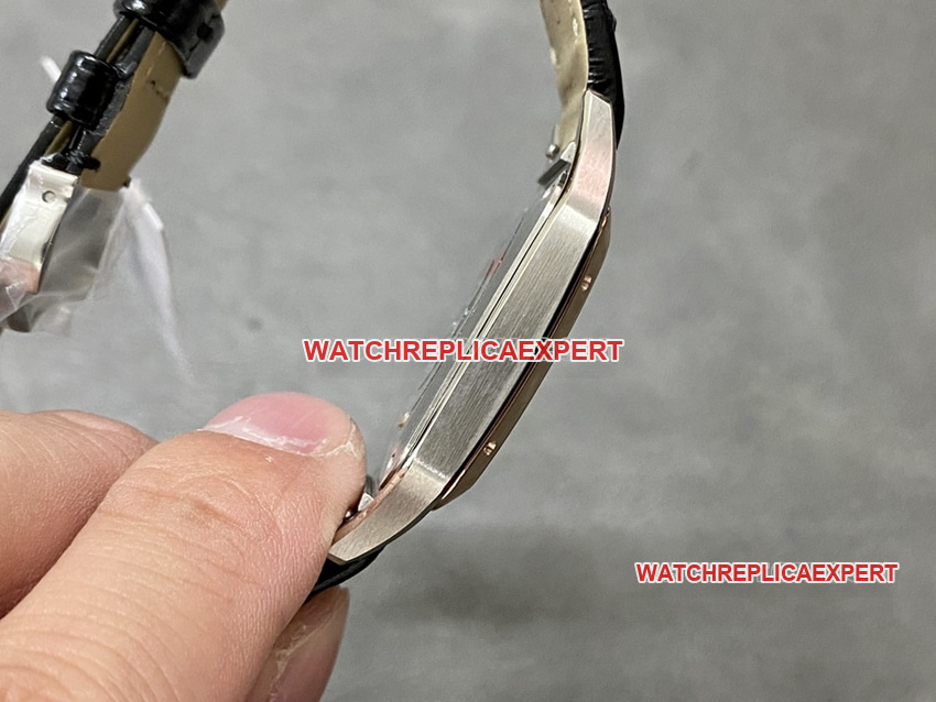 F1 factory Cartier Santos top-tier 1:1super clonesilver dialrose gold ring medium size W2SA0011side live photo