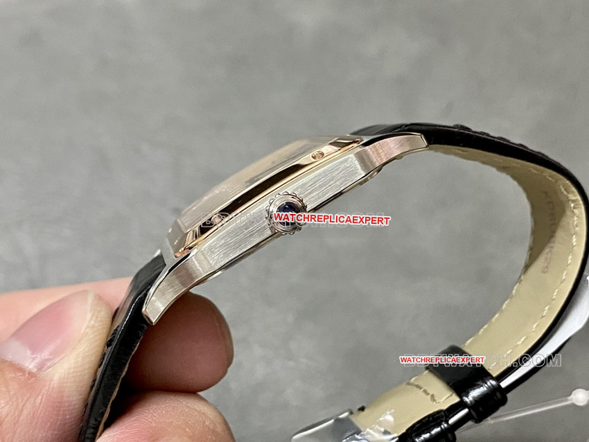 F1 factory Cartier Santos top-tier 1:1super clonesilver dialrose gold ring medium size W2SA0011side live photo