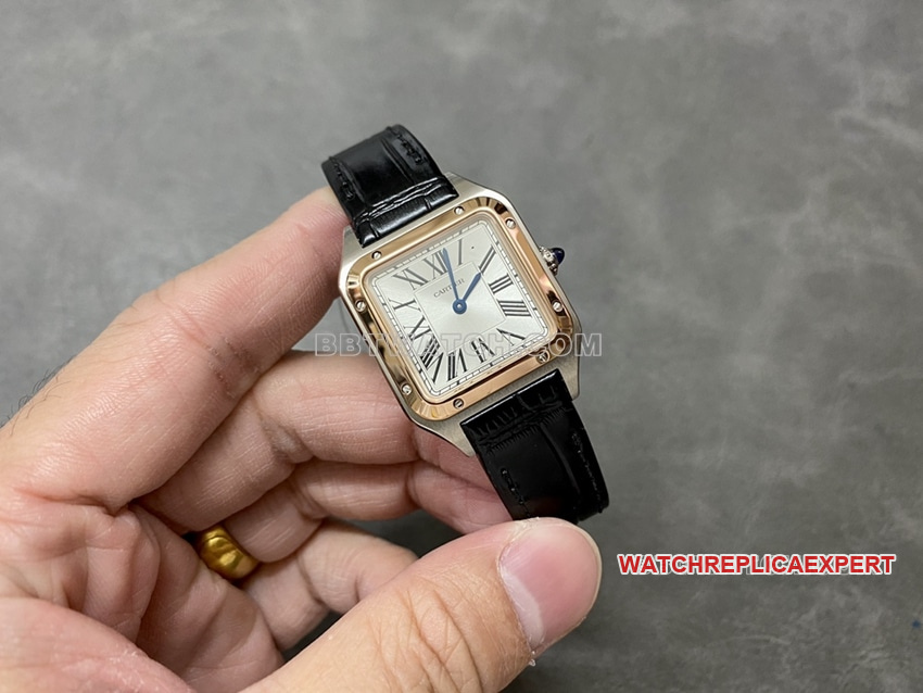 F1 factory Cartier Santos 1:1super clonesilver dialrose gold circle trumpet W2SA0012front live photo