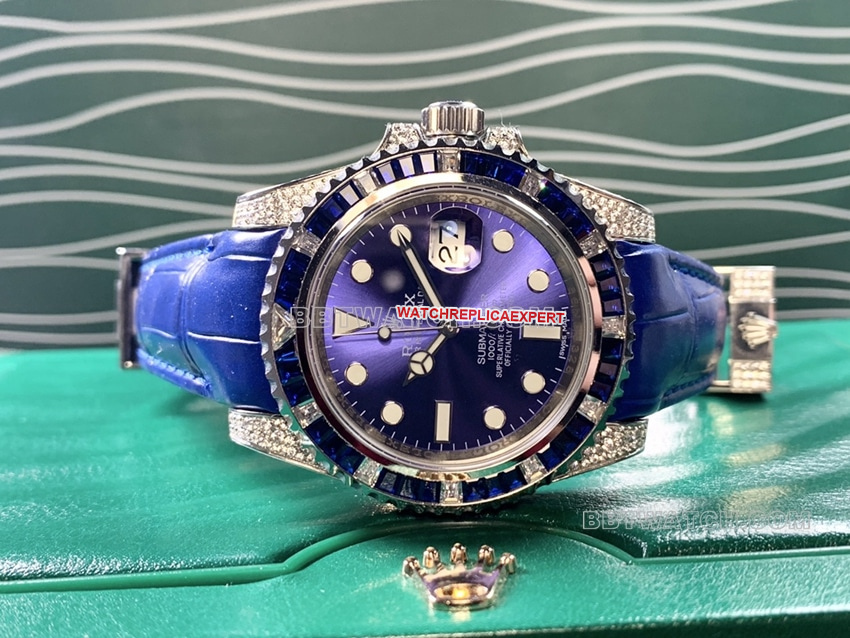 Rolex Submariner top blue disk diamond ring strap models front actual photo
