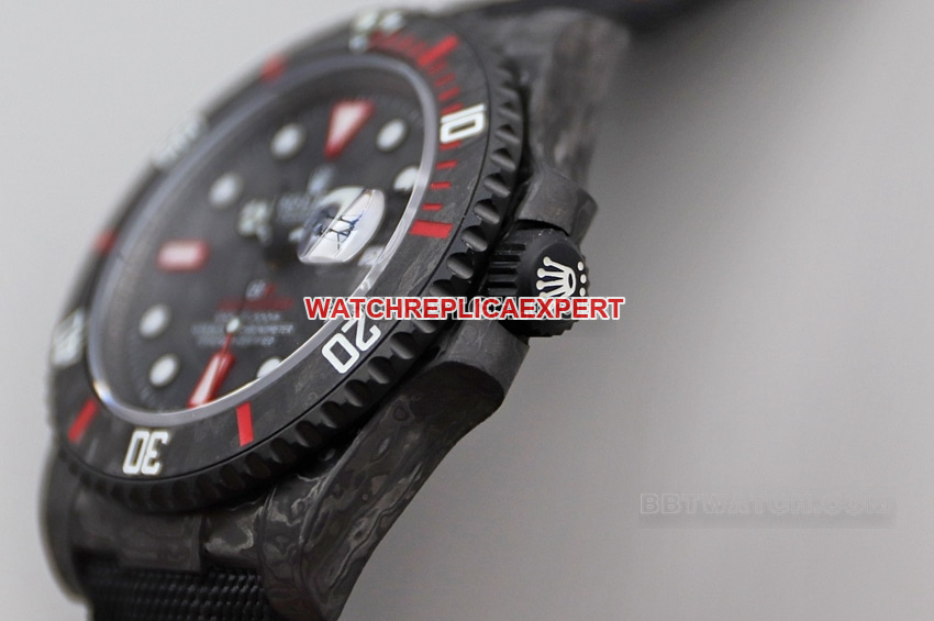 VS factory Rolex Submariner top imitation black plate carbon fiber red ring strap models side actual photo