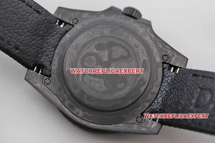 VS FactoryRolexSubmarinertop-tier 1:1super cloneblack dial carbon fiber blue ring leather strap caseback live photo