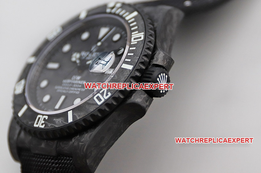 VS FactoryRolexSubmariner1:1super cloneblack dial carbon fiber white ring leather strap style side live photo