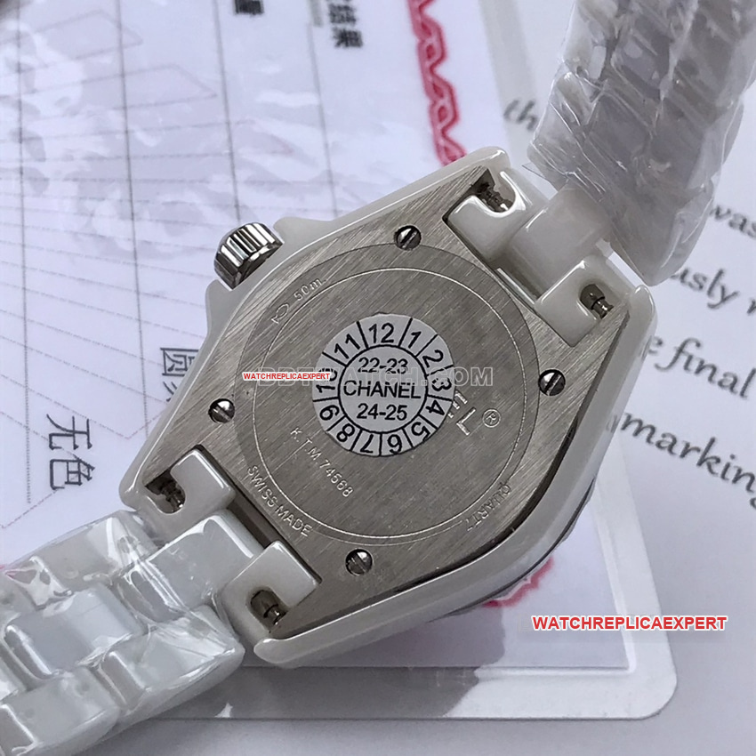 Chanel J12 top white disk pink circle 29mm quartz H4466 back real picture