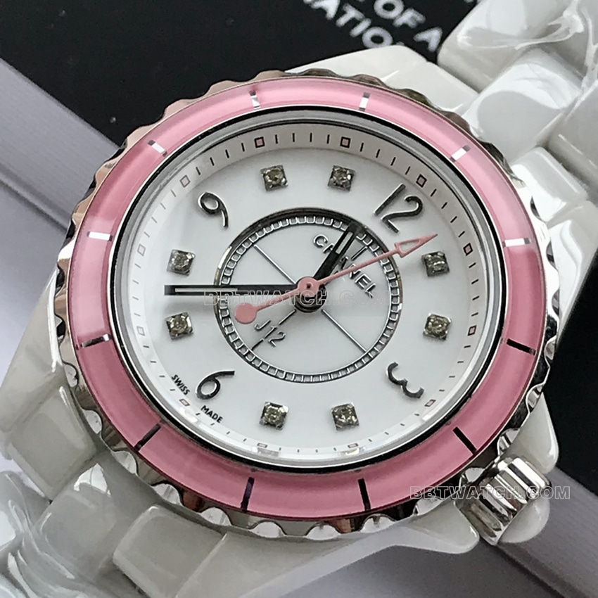 Chanel J12 top white disk pink circle 29mm quartz H4466 front real picture