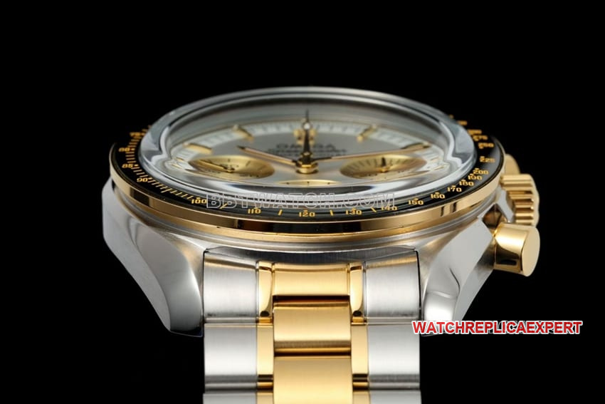 Omega Speedmaster 1:1top-tier replicasilver dial gold steel bracelet model 310.20.42.50.02.001side live photo