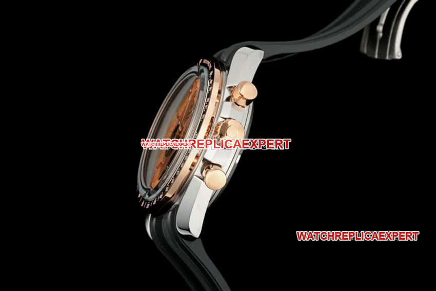 Omega Speedmaster top imitation pink gold plate rubber models 310.20.42.50.99.001 side actual photo