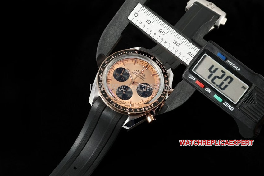 Omega Speedmaster top imitation pink gold plate rubber models 310.20.42.50.99.001 front real picture