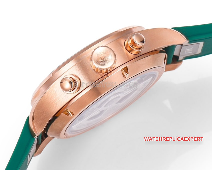 TW factory IWC pilot top-tier replicagreen dialrose gold rubber model IW388110side live photo