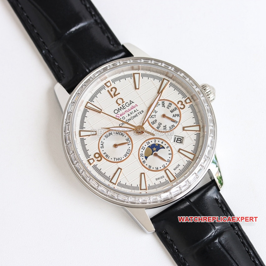 OmegaSeamaster1:1top-tier yellow white dialleather strap model 210.30.42.20.01.022front live photo