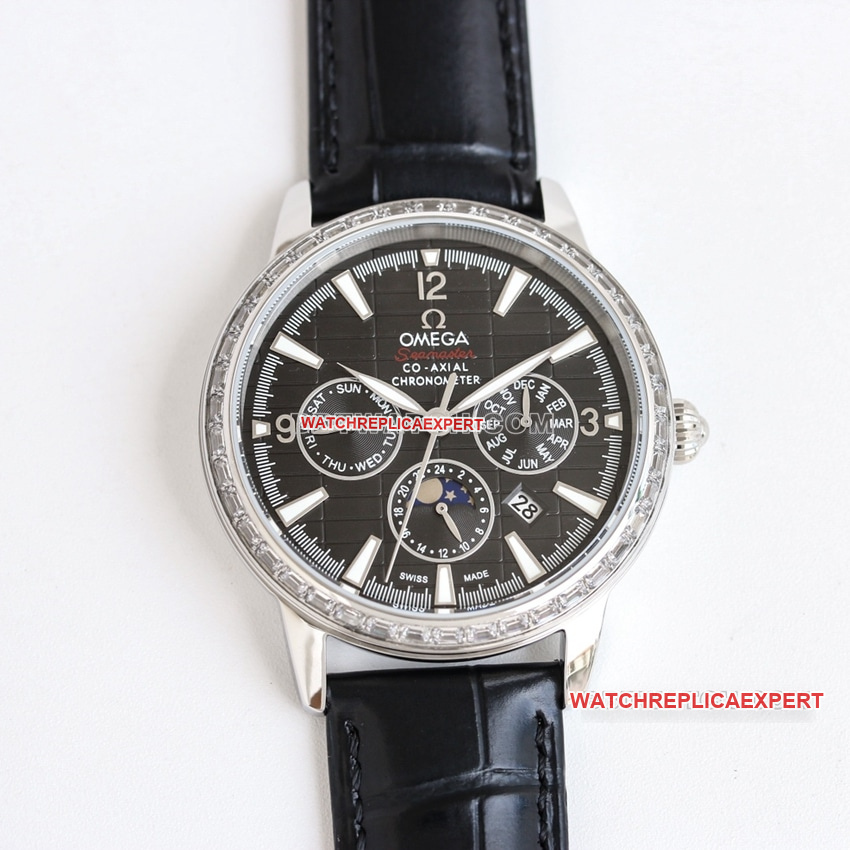 OmegaSeamastertop-tier 1:1high-quality white black dialleather strap model 210.30.42.20.01.021front live photo