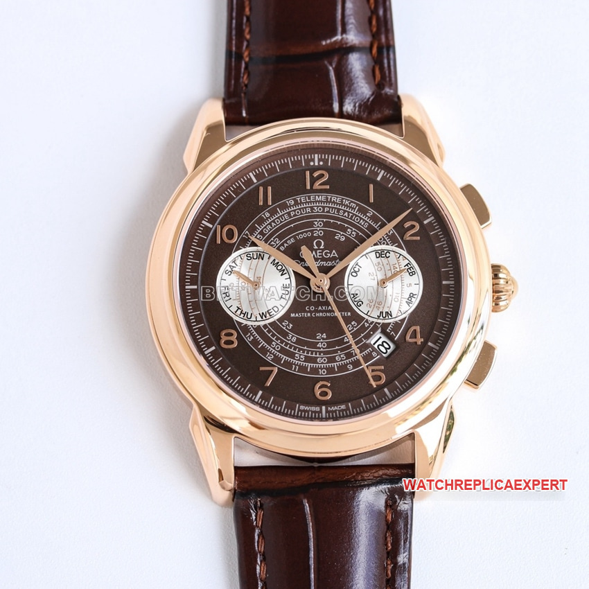 Omega Speedmaster Top Brown Blue Plate Belt Model 332.10.41.51.01.022 front view