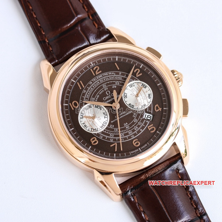 Omega Speedmaster Top Brown Blue Plate Belt Model 332.10.41.51.01.022 front view