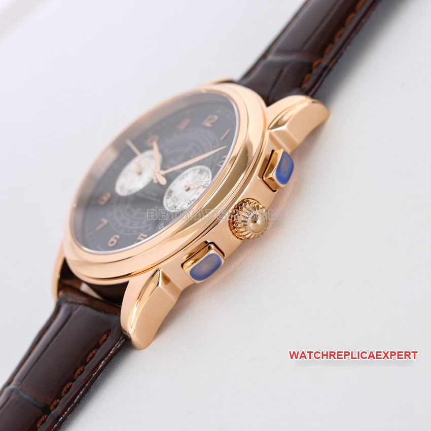 Omega Speedmaster Top Brown Blue Plate Belt Model 332.10.41.51.01.022 Side view of the actual picture