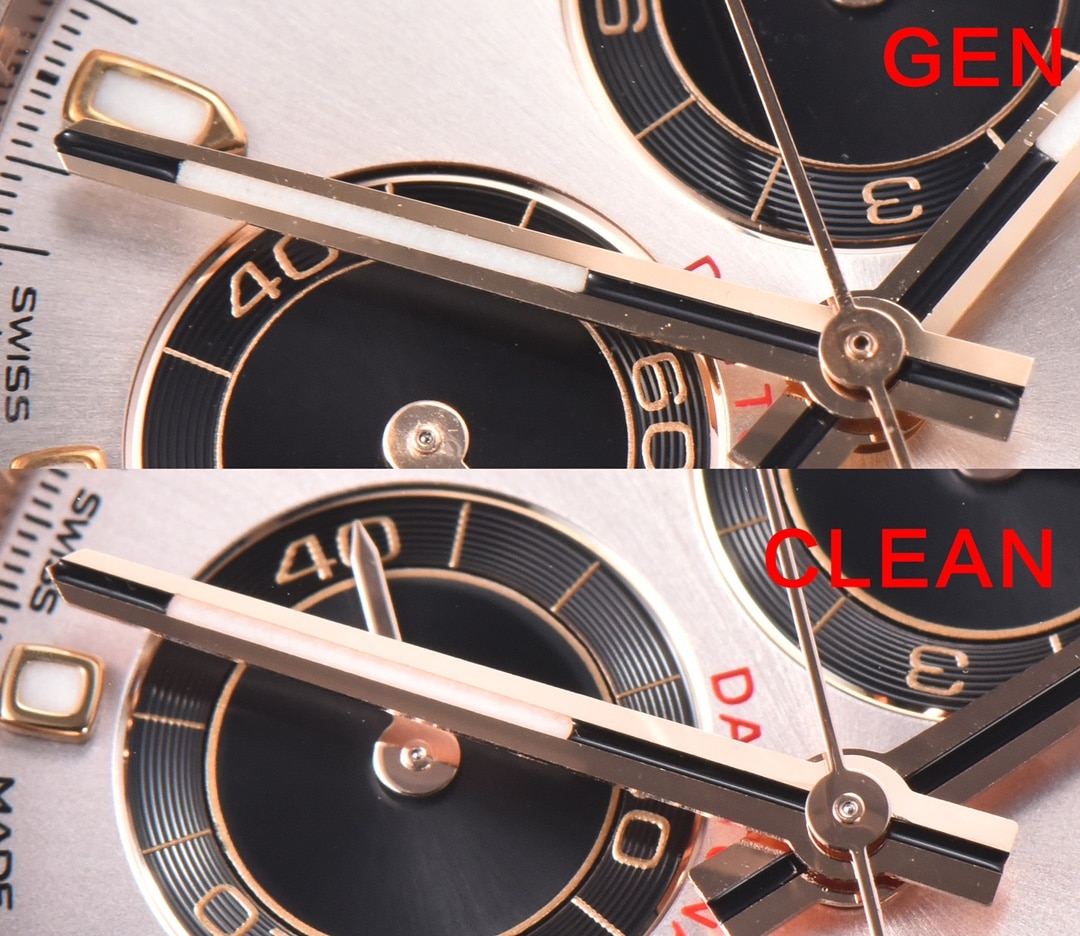 C factory rose goldDaytona genuine and fake comparison review Rolextop-tier watch front comparison picture