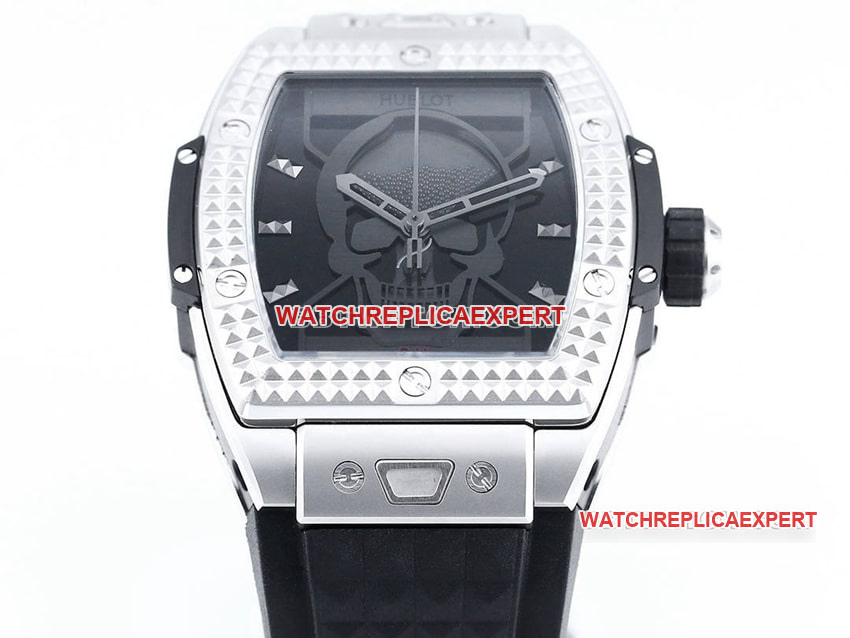 TW factory Hublot1:1super skull and hourglass patch pattern dial rubber front live photo