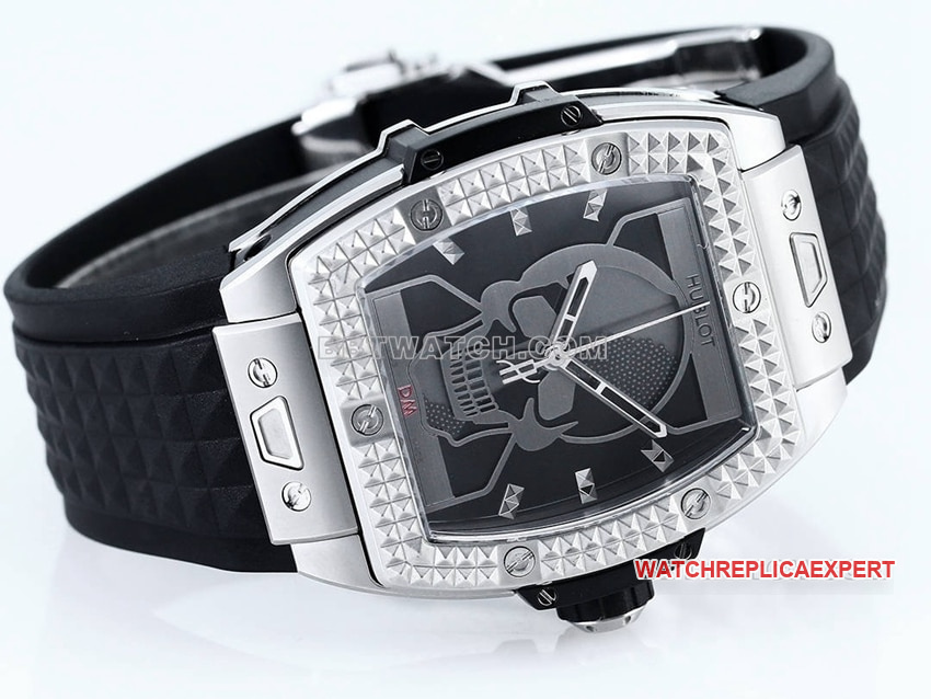 TW factory Hublot1:1super skull and hourglass patch pattern dial rubber style side live photo