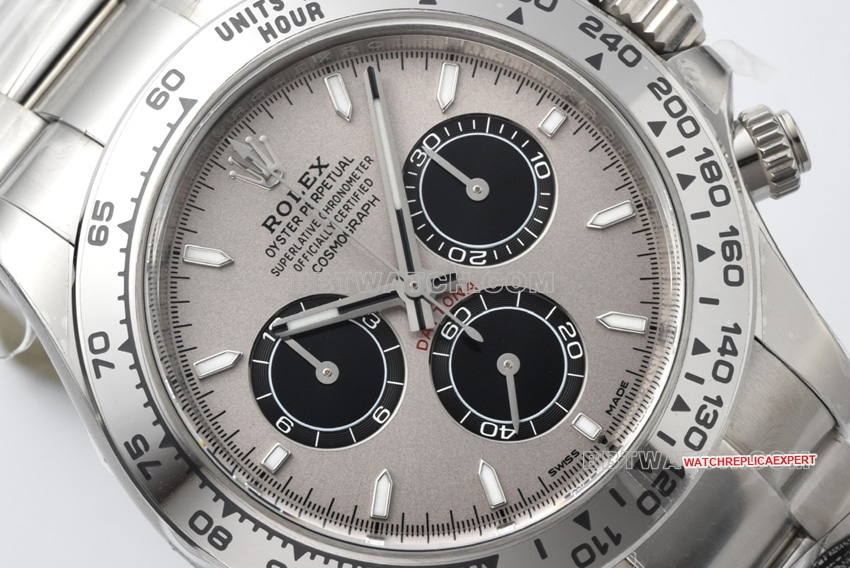 Factory C RolexDaytona1:1top-tier replicawhite gold cement gray 4131steel bracelet front live photo
