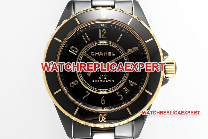 Chaneltop-tier replicablack dialyellow goldceramic bezelsteel bracelet model H9541front live photo