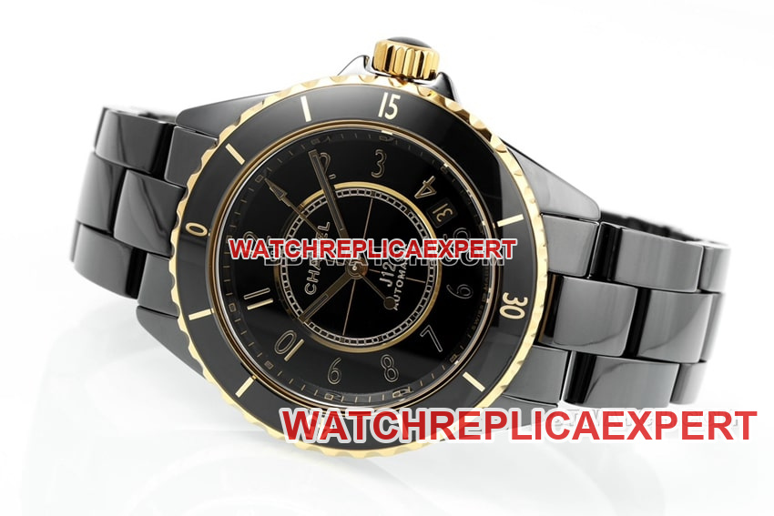 Chaneltop-tier replicablack dialyellow goldceramic bezelsteel bracelet model H9541front live photo