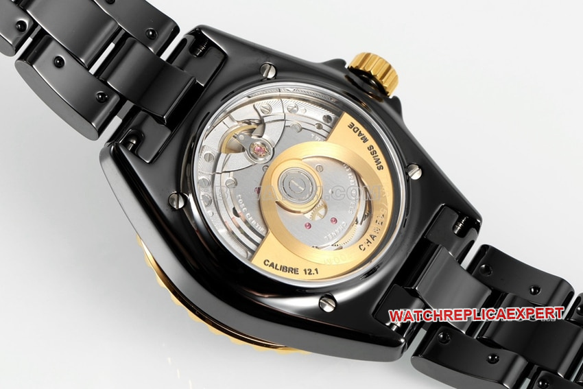 Chaneltop-tier replicablack dialyellow goldceramic bezelsteel bracelet model H9541caseback live photo