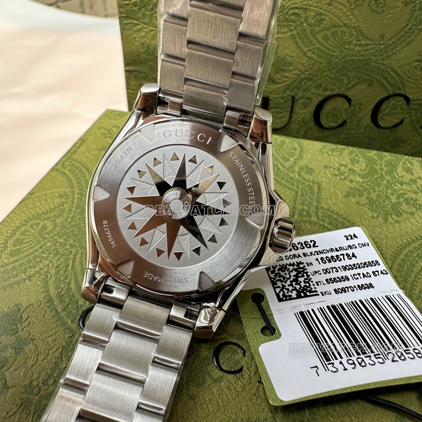 Gucci top-tier replica2024 new green dialsteel bracelet model YA136363caseback live photo