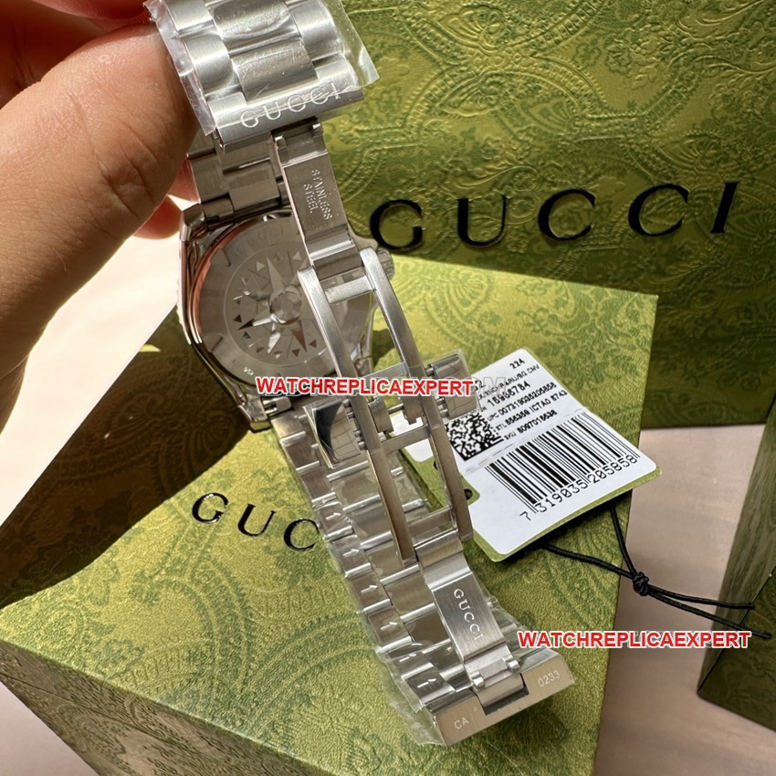Gucci top-tier replica2024 new green dialsteel bracelet model YA136363clasplive photos