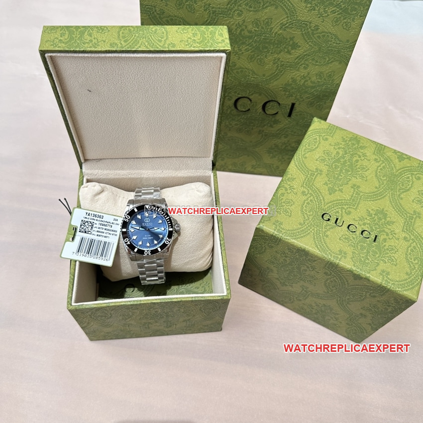 Gucci 1:1super clone2024 new blue dialsteel bracelet model YA136362front live photo