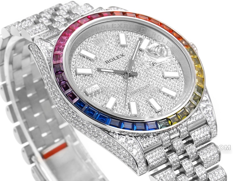 MS Factory Rolex Log Super Clone2024 New Full Diamond Disk Stick-Shaped Hour Markers front live photo